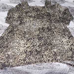 Cold shoulder tiger print woman’s blouse